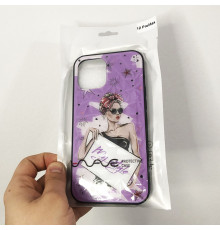 Чехол на Apple Iphone 12 Pro Max девушка в очках. Цвет: фиолетовый GM-18