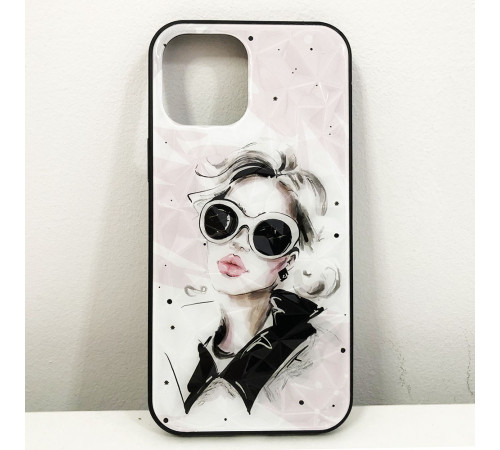 Чехол для Apple Iphone 12 Pro Max девушка в очках. Цвет: розовый XO-95