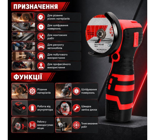 Аккумуляторная мини шлифмашина Boxer BX-3293 АКБ 2x18V скорость вращения 12500 об/мин диаметр диска 76мм EM-92