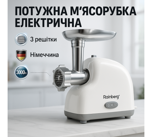 Електром'ясорубка з реверсом і насадкою для ковбаси, Електром'ясорубка для шинковки кухня RB-34
