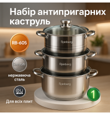 Набор кастрюль для плит, Набор кастрюль из нержавеющей стали высшего качества OR-86