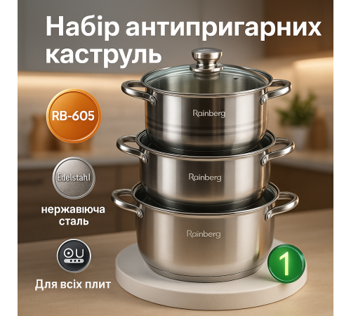 Набор кастрюль для плит, Набор кастрюль из нержавеющей стали высшего качества OR-86