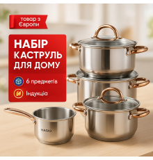 Набор качественных каструль, Набор посуды для дома кастрюль с жаростойкой крышкой YI-78