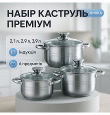 Набір посуду каструлі, Комплект металевих каструль, Набір посуду для дому каструль зі сталі VB-27