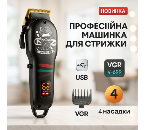 Миюча машинка для стрижки VGR V-699, Машинка для стрижки волосся міцна хороша JO-85