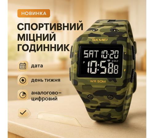 Водонепроникний наручний електронний годинник для чоловіка SKMEI, Якісний чоловічий тактичний годинник MP-90