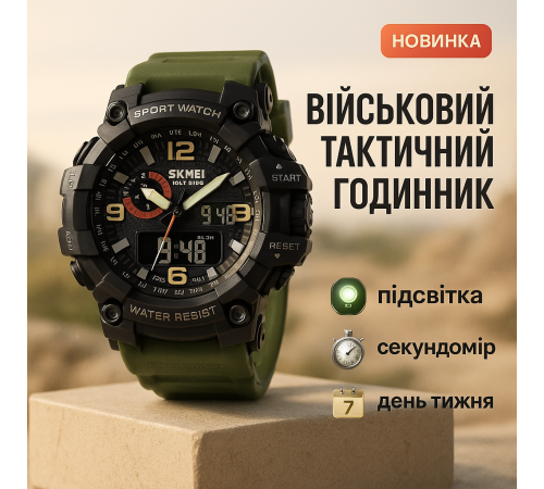 Годинник для військової та тактичної діяльності SKMEI 1520AG ARMY GREEN, Годинник армійський оригінал QE-39