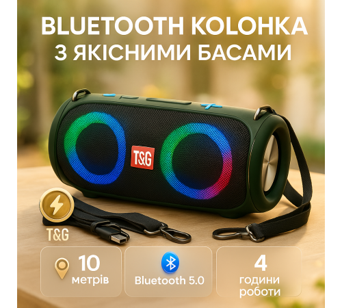Колонка с ргб подсветкой, Беспроводная блютуз колонка в дорогу Блютуз для улицы VJ-47