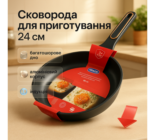 Легка сковорода для домашньої кухні, Лита сковорода з антипригарним покриттям, Сковороди без масла WN-50
