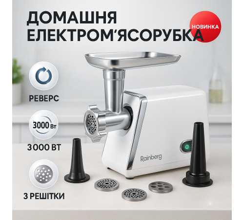 М'ясорубка з насадками для нарізання овочів, М'ясорубка електрична шнекова з реверсом DY-40