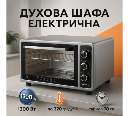 Електродуховка для випічки з конвекцією ASEL, Багатофункціональна сімейна духовка GE-77