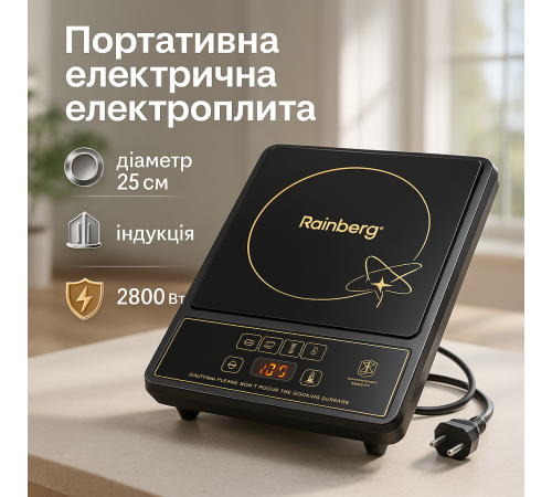 Переносная настольная индукционная плита Rainberg, Качественная настольная электроплита DW-63