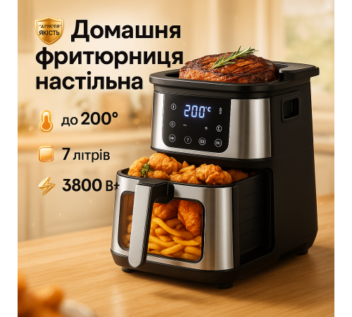 Аерогриль для швидкого приготування, Аерофрітюрниця-мультипіч для дому, Фритюрниця смажити без олії ZE-96