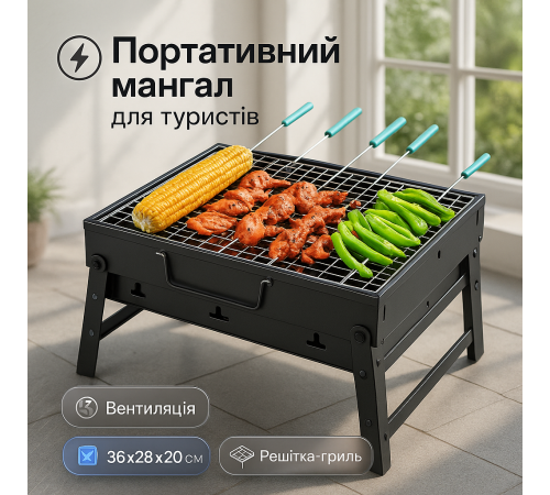 Мангал складной для шашлыка, Мангал складной раскладной, Гриль мангал Переносной для выезда VU-33
