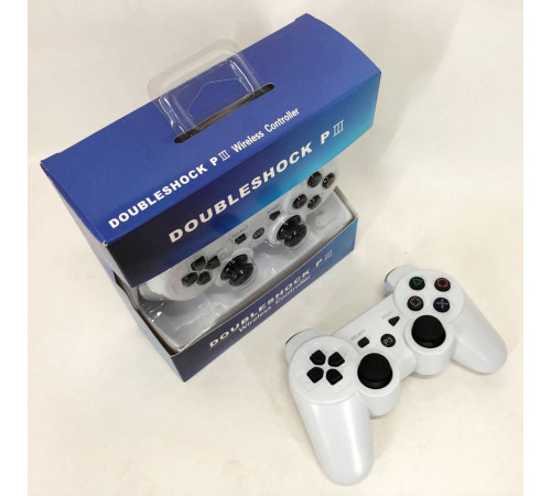 Бездротовий ігровий геймпад Doubleshock PS3/PC акумуляторний джойстик з функцією вібрації. Колір: білий GF-80 за 510 грн
