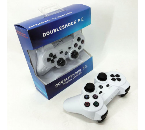 Бездротовий ігровий геймпад Doubleshock PS3/PC акумуляторний джойстик з функцією вібрації. Колір: білий GF-80 за 510 грн
