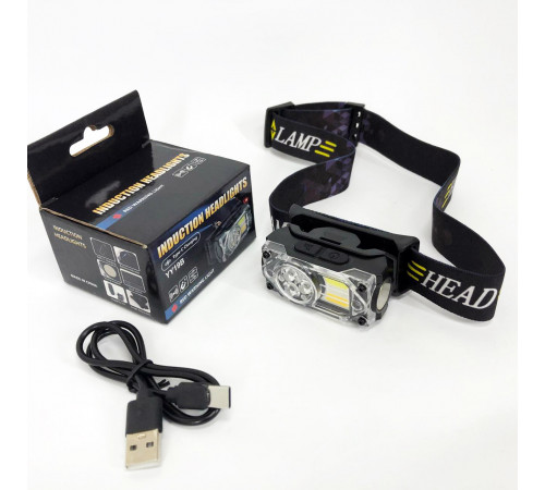 Фонарь на голову для туристов YY-19B-3SMD+2COB(white+yellow+red), Налобный фонарь с ремешком на голову OQ-14