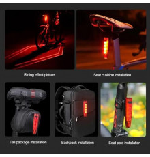 Велофонарь задний на багажник LEADBIKE, Стоп-сигнал-поворот велосипедный в сборе, Задний стоп велосипед AY-94