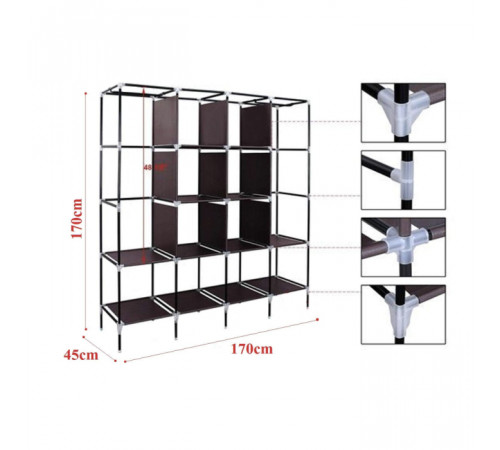 Удобный тканевый шкаф для дома 170*45*170см Storage Rack, Портативный тканевый шкаф органайзер NH-49