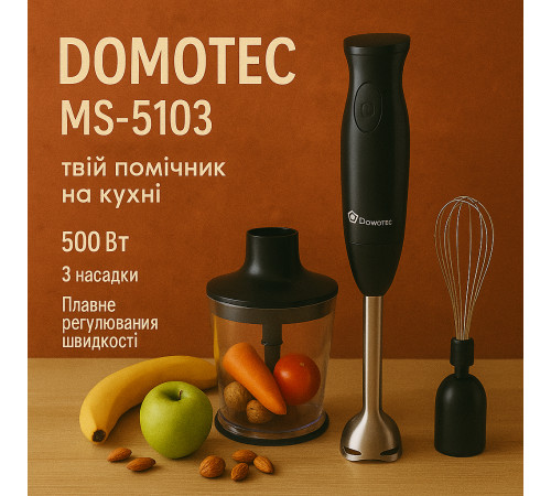 Блендер для приготування дитячого харчування DOMOTEC, Ергономічний блендер для кухні ZI-87