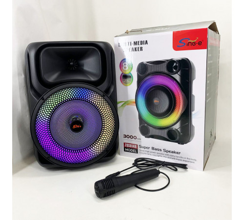 Портативная караоке колонка SPS 8147 Bluetooth 20W с микрофоном и RGB-подсветкой ZA-68