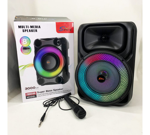 Портативная караоке колонка SPS 8147 Bluetooth 20W с микрофоном и RGB-подсветкой ZA-68