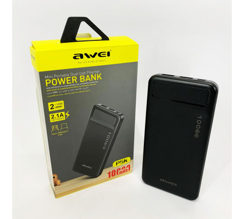 Повербанки з ліхтариком Awei P5K 10000 mah, Бездротовий акумулятор power bank, Найпотужніший повербанк ZM-73 за 463 грн