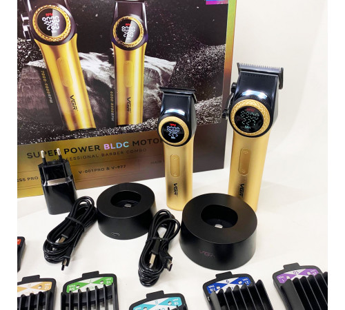 Триммер беспроводной VGR 2 в 1 V-001 V-977 GOLD, Профессиональная машинка для стрижки с насадками TS-83