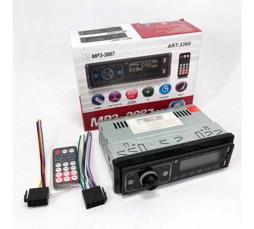 Автомагнитофон для авто MP3 3887 ISO 1DIN, Автомагнитола 1 диновая, Магнитола автомобиль aux ZQ-47