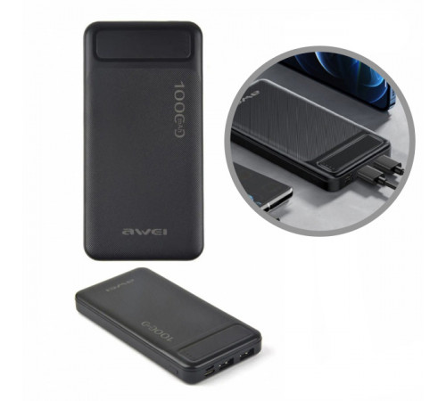 Повербанки з ліхтариком Awei P5K 10000 mah, Бездротовий акумулятор power bank, Найпотужніший повербанк ZM-73 за 463 грн