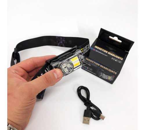 Фонарь на голову для туристов YY-19B-3SMD+2COB(white+yellow+red), Налобный фонарь с ремешком на голову OQ-14