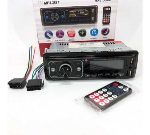 Автомагнитофон для авто MP3 3887 ISO 1DIN, Автомагнитола 1 диновая, Магнитола автомобиль aux ZQ-47