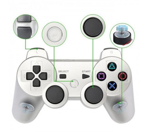 Бездротовий ігровий геймпад Doubleshock PS3/PC акумуляторний джойстик з функцією вібрації. Колір: білий GF-80 за 510 грн