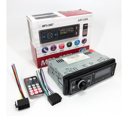 Автомагнитофон для авто MP3 3887 ISO 1DIN, Автомагнитола 1 диновая, Магнитола автомобиль aux ZQ-47