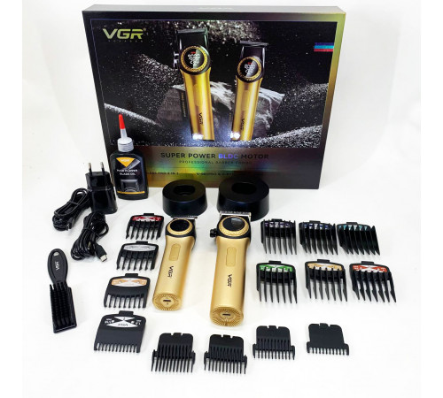Триммер беспроводной VGR 2 в 1 V-001 V-977 GOLD, Профессиональная машинка для стрижки с насадками TS-83