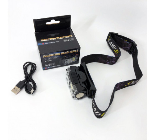Фонарь на голову для туристов YY-19B-3SMD+2COB(white+yellow+red), Налобный фонарь с ремешком на голову OQ-14