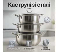 Кастрюля из нержавеющей стали UNIQUE, Набор кастрюль с антипригарным дном, Набор посуды для дома DK-46