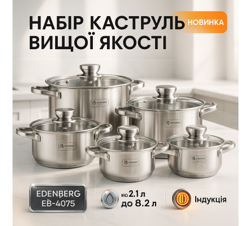 Набір каструль вищої якості, Каструлі з нержавіючої сталі, Набір каструль преміум CH-32
