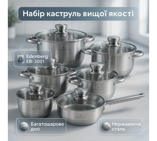 Набор кастрюль для приготовления с крышками, Кастрюли с крышками, Сборный набор кастрюль EQ-60