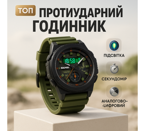 Часы кварцевые армейские SKMEI 2355AG, Бюджетные спортивные часы Противоударные военные мужские DJ-43