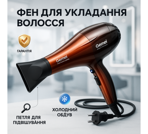 Фен для волос с режимами, Фен с режимом ионизации, Фен для разных типов волос мощным мотором JL-57