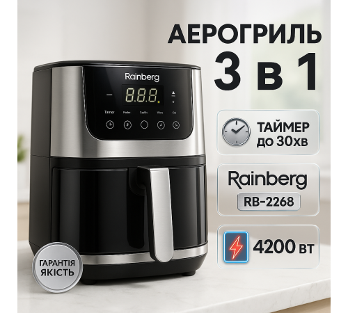Аэрогриль 3 в 1, Цифровой аэрогриль, Фритюрница без масла для жарки сырных палочек CR-61