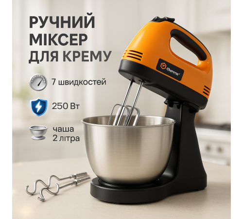 Бытовой миксер с насадками, Мощный ручной миксер, Хороший миксер для теста бытовой кухонный IW-51