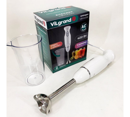 Настольный блендер для смузи ViLgrand VBH4330 400 Вт, Блендер с измельчителем удобный для кухни NL-66
