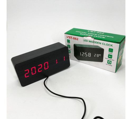 Настольные LED часы VST-862, Часы с температурным и влажностным сенсором со светящимся табло UD-71