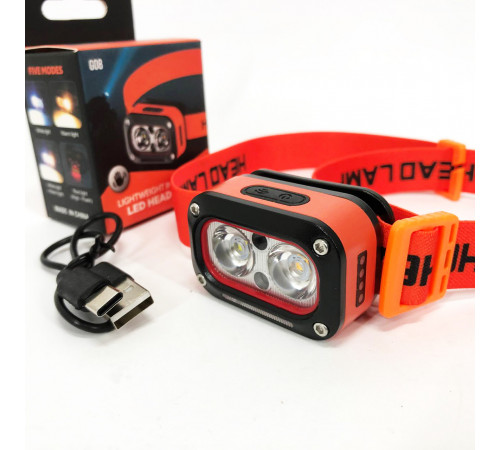 Налобний світлодіодний ліхтар G08-2XPG(white+yellow)+LED(red), Яскравий світлодіодний потужний ліхтар GD-64 за 397 грн