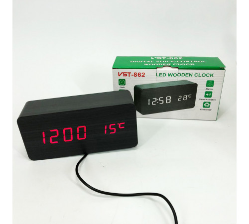 Настольные LED часы VST-862, Часы с температурным и влажностным сенсором со светящимся табло UD-71