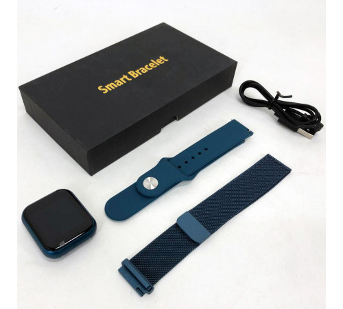 Smart Watch T80S, два браслета, температура тела, давление, оксиметр. Цвет: синий MI-61