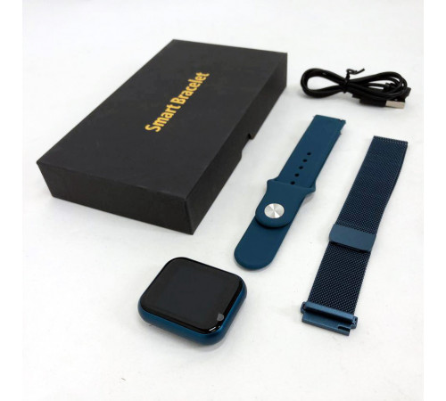 Smart Watch T80S, два браслета, температура тела, давление, оксиметр. Цвет: синий MI-61