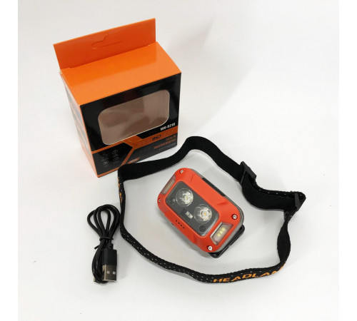 Фонарик на лоб WH-0218-XPG(white+yellow)+SMD(red), Светодиодный фонарь на лоб, Фонарь налобный мощный RS-29